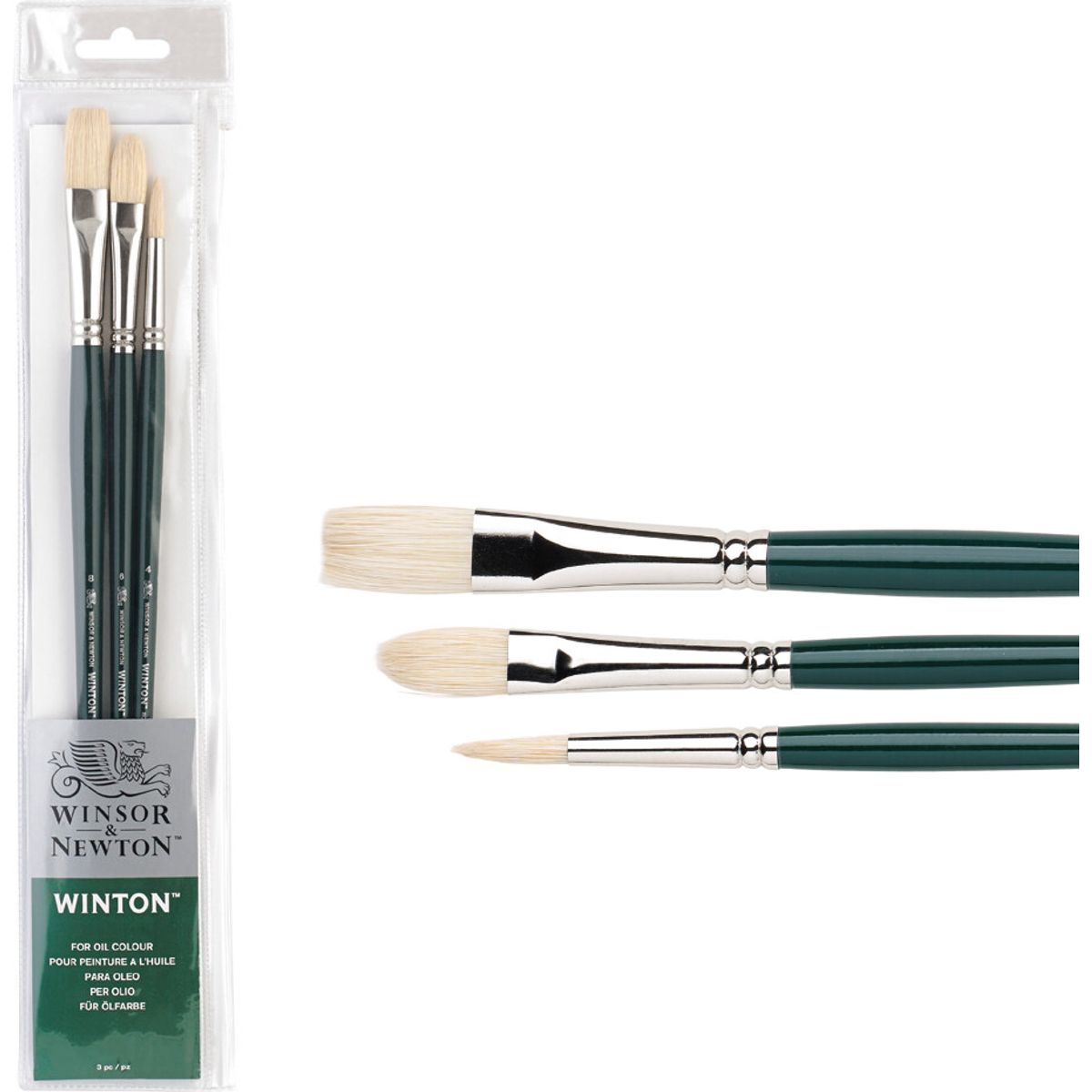 Winsor & Newton - Winton Brush Long Handle 3 Stk - Malerpensler