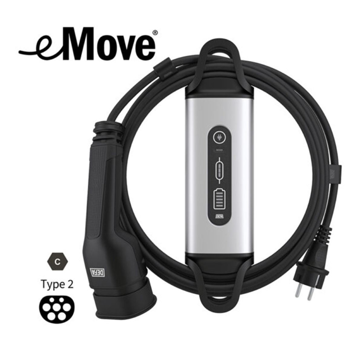 DEFA eMove 6A transportabel lader til 230V, 6m kabel