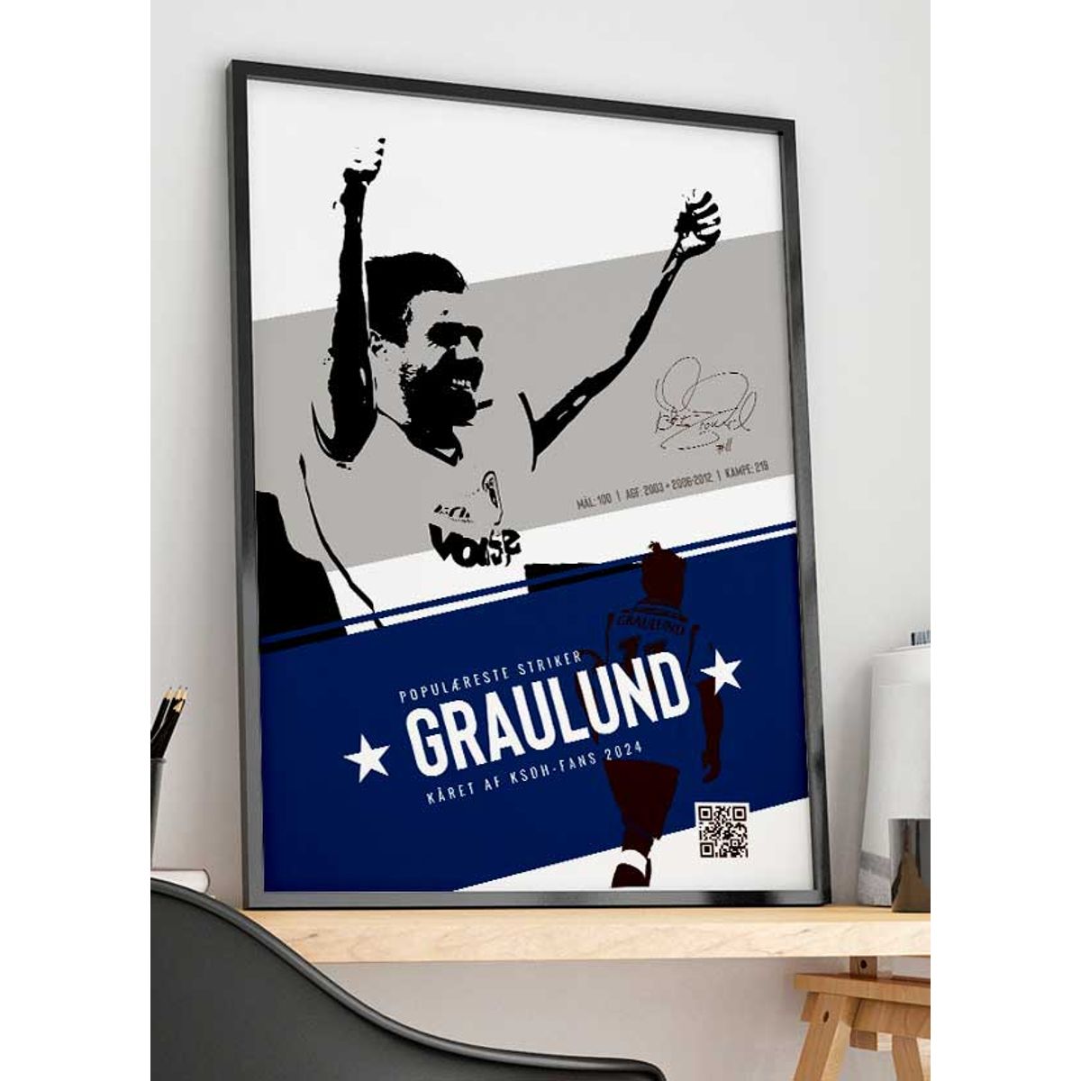 AGF-plakat - Striker - Peter Graulund - 50 x 70 cm - Kr. 279,-