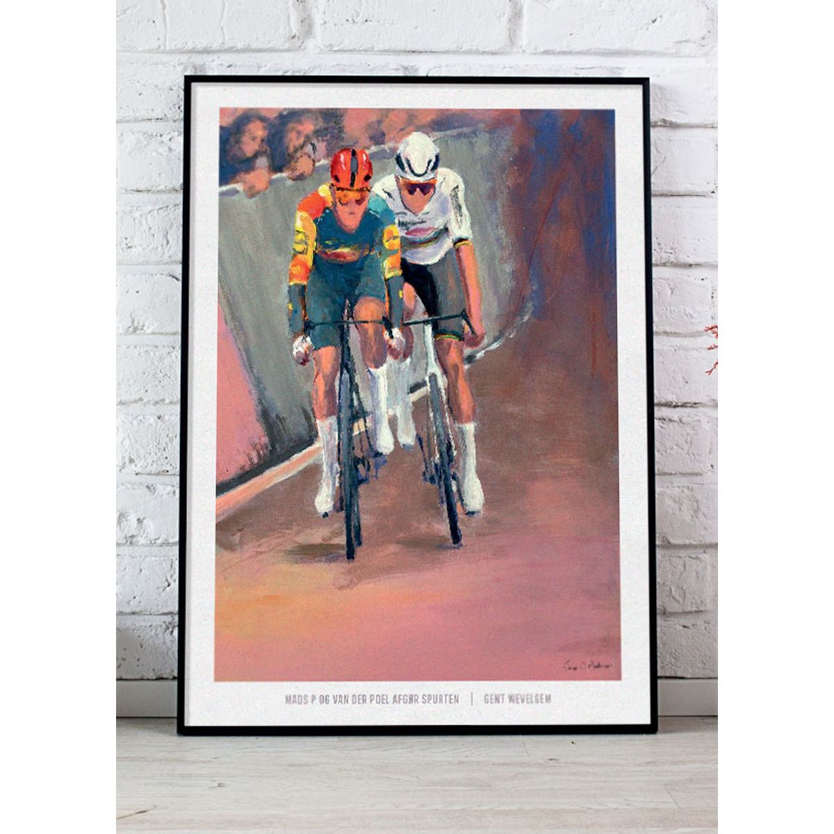 Mads P og van der Poel afgør spurten-plakat - 70 x 50 cm - Kr. 279,-