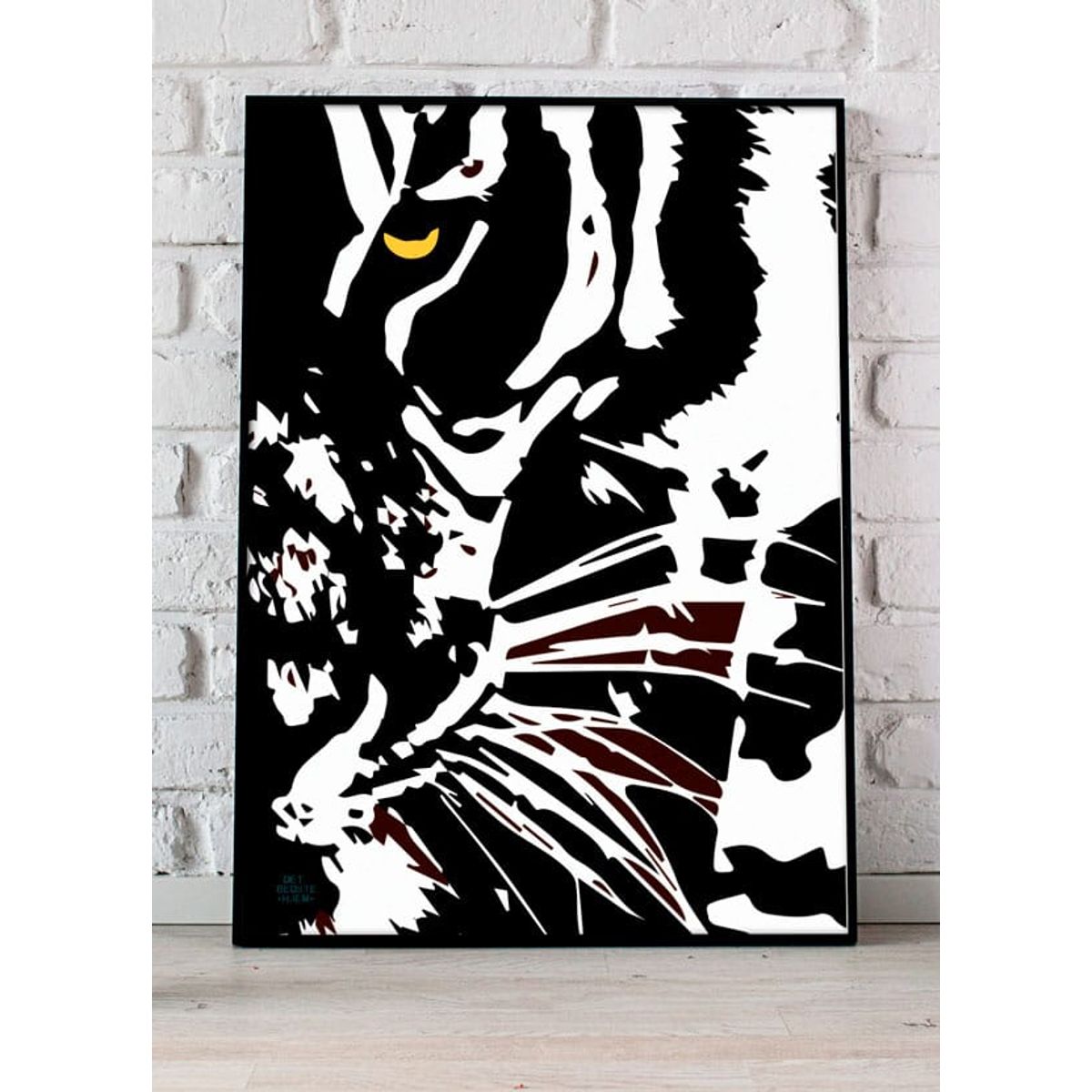 Plakat med gult tiger-øje - 70 x 100 cm - Kr. 349,-