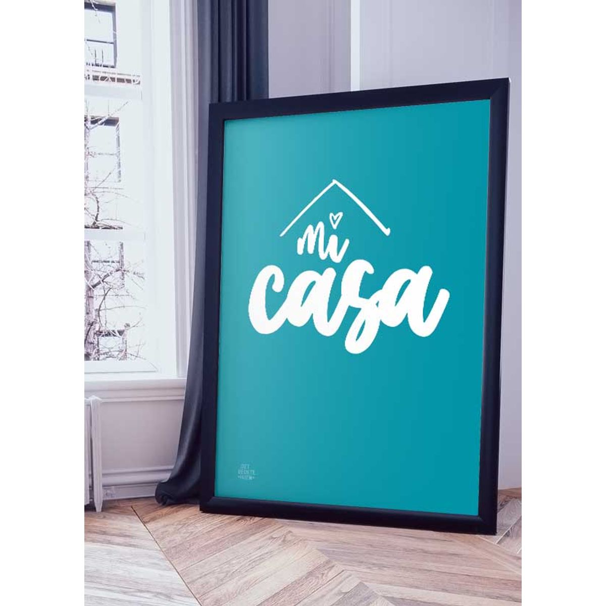 Mi casa-plakat (blå) - 50 x 70 cm - Kr. 279,-