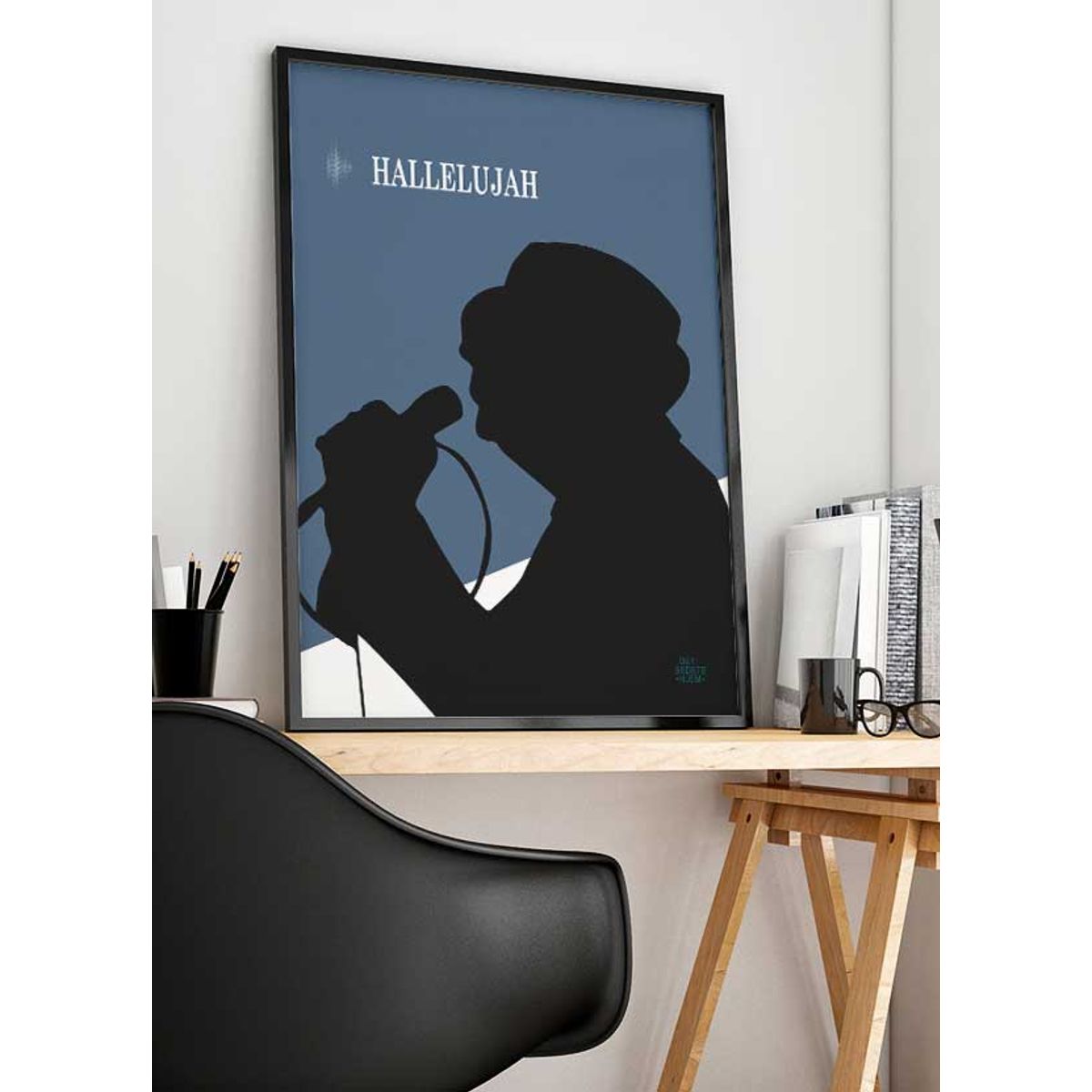 Hallelujah-plakat (blå) - 30 x 40 cm - Kr. 219,-