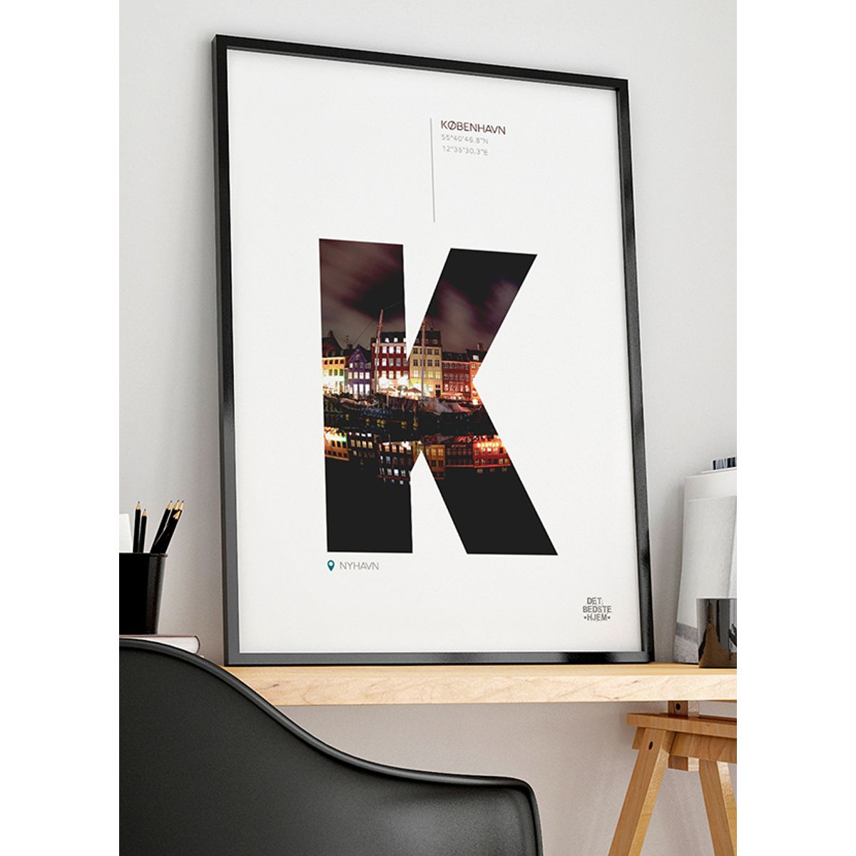 København-plakat - Nyhavn (nat) - 21 x 29,7 (A4) Kr. 199,-