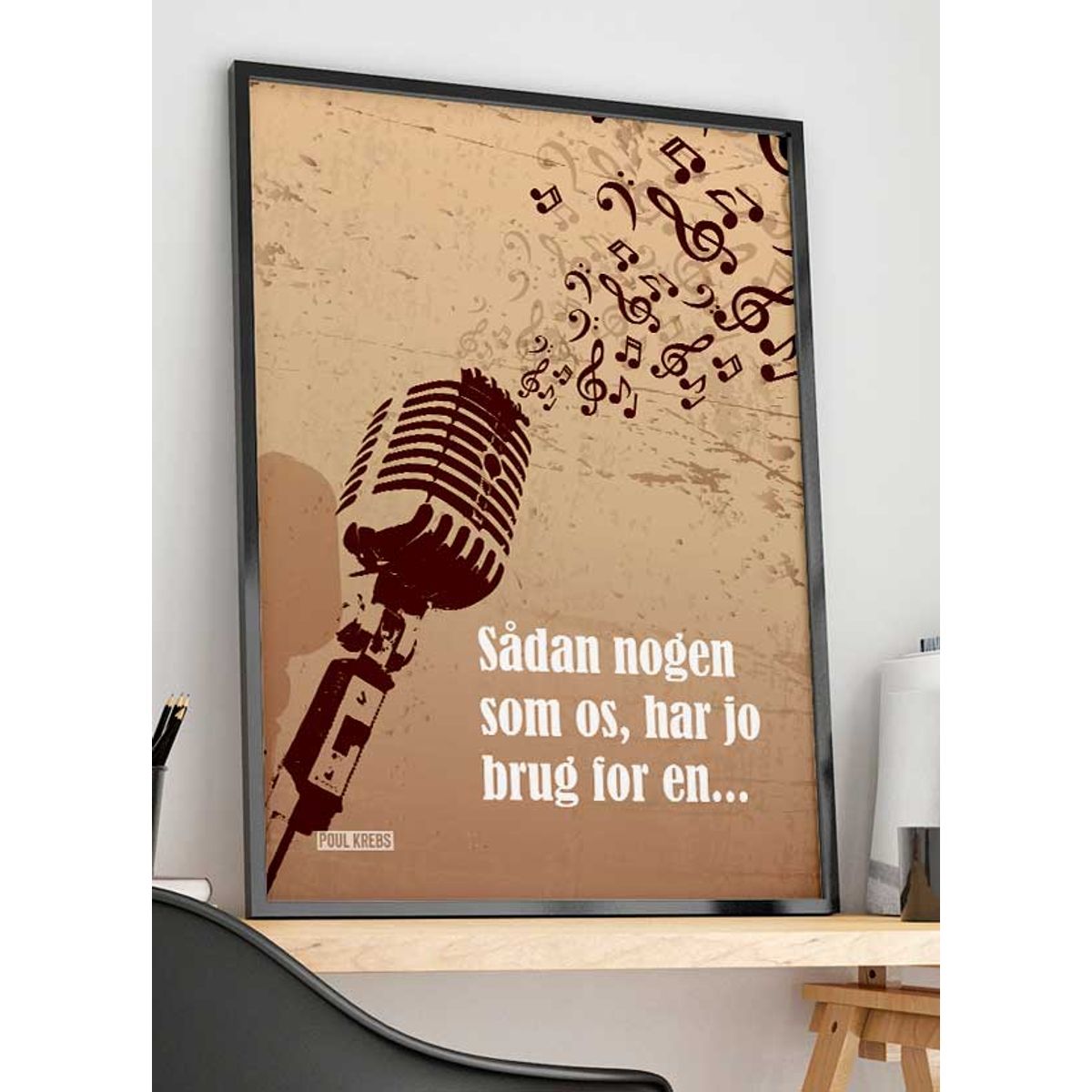 Sådan nogen som os Poul Krebs-plakat med mikrofon-effekt - 70 x 100 cm - Kr. 349,-