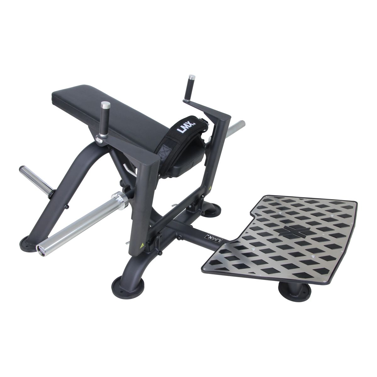 LMX. Hip Thrust Machine. Specialdesignet træningsudstyr fra Lifemaxx. Til en effektiv og sikker styrketræning af glutes. Robust. Mat sort farve.