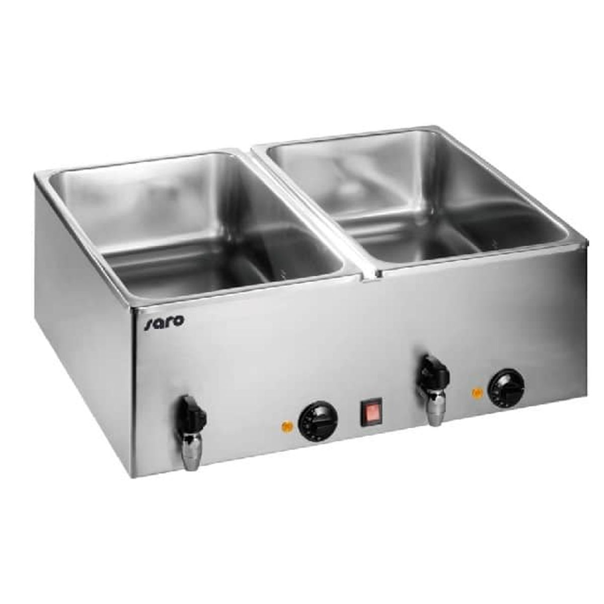 Bain Marie 2x1, 4x0,5 eller 6x1/3 GN 150mm dyb SARO