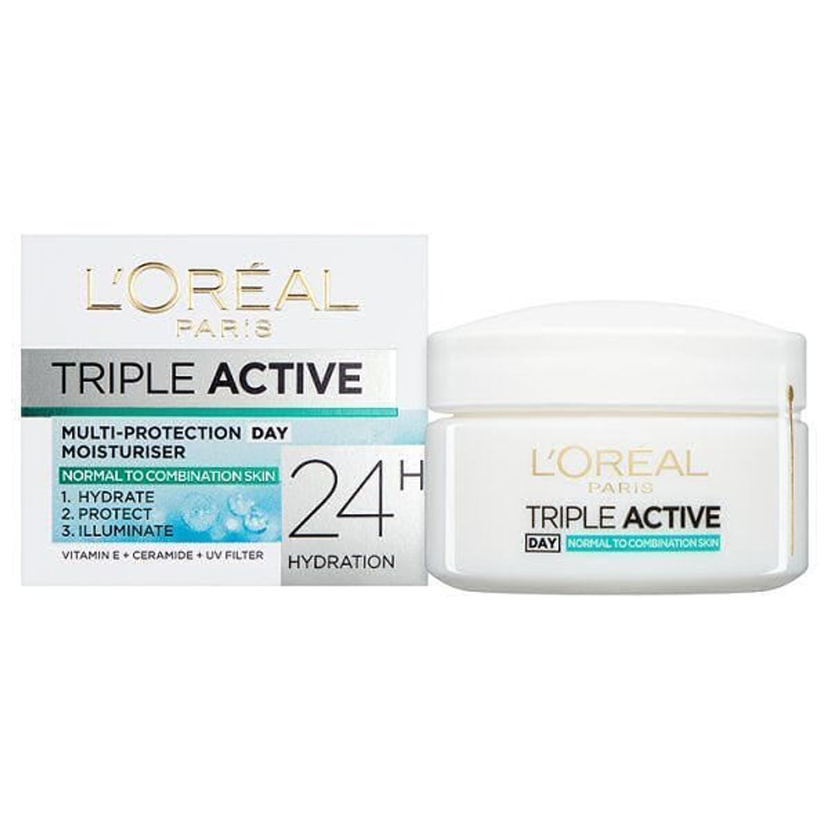 L'oréal triple active protecting day moisturising care normal to combination skin 24H hydration 50ml