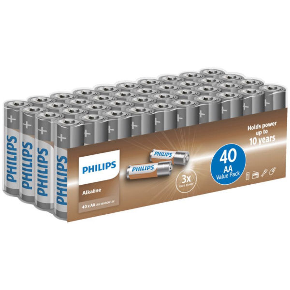 Philips batteri alkaline AA LR6 mignon 1.5V value pack 40 stk.