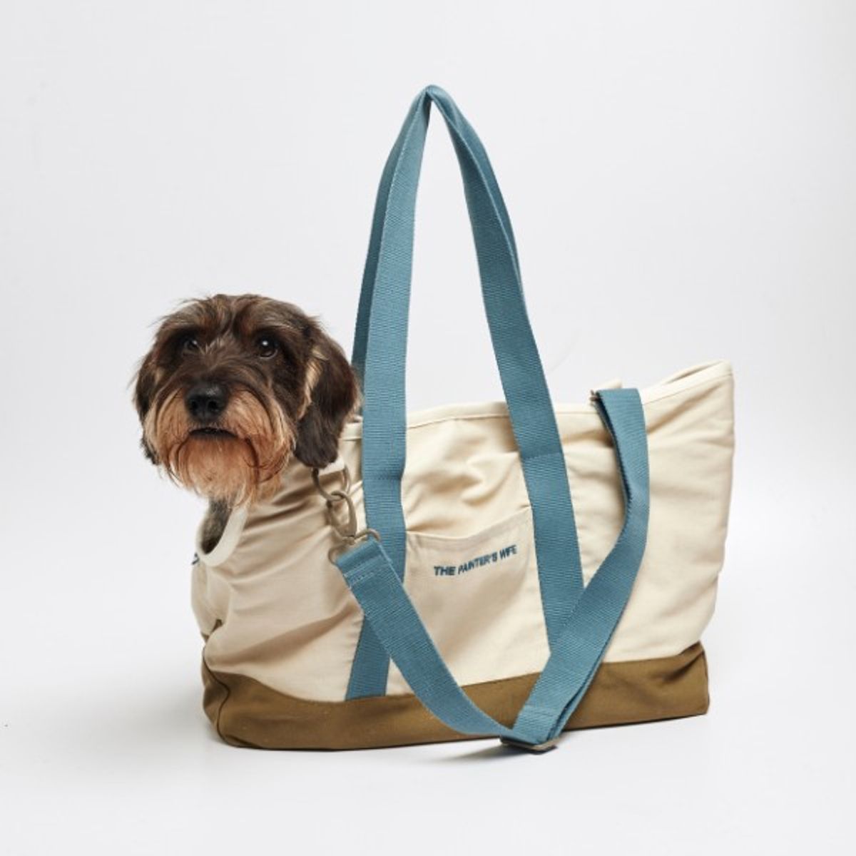 Constantin Bag // Farverig hundetaske med cross-body rem (blå/kaki) - L