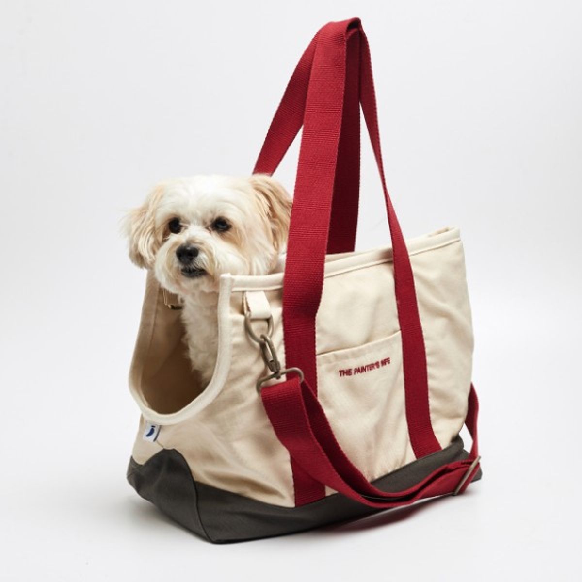 Constantin Bag // Farverig hundetaske med cross-body rem (rød/grå) - M