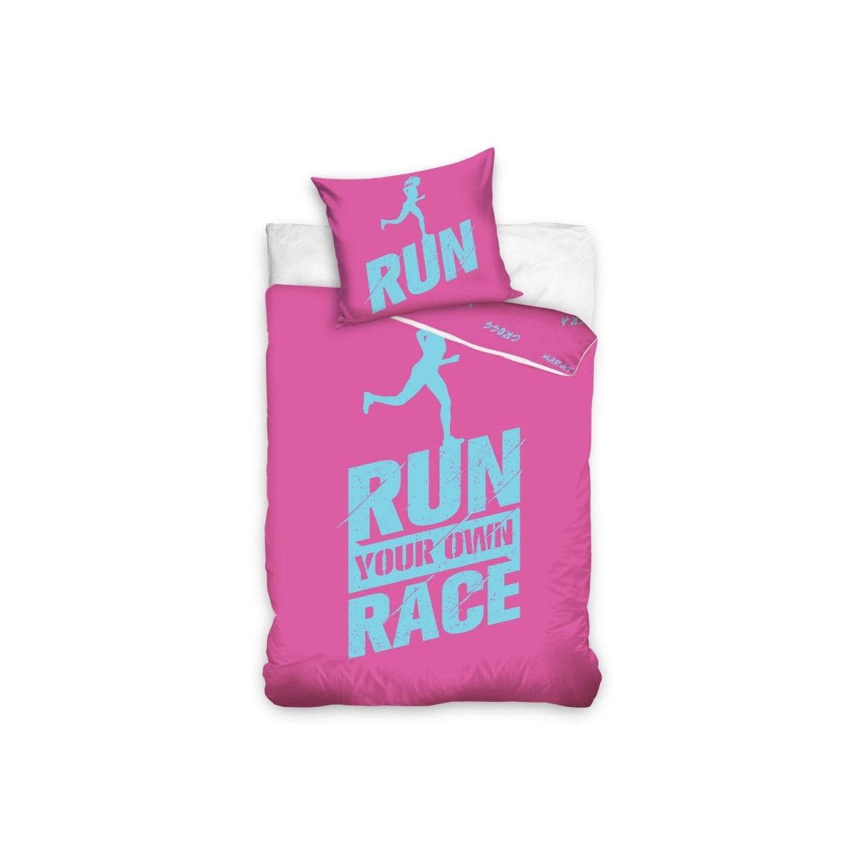 Run Your Own Race Pink Sengetøj 140 X 200, 100 Procent Bomuld