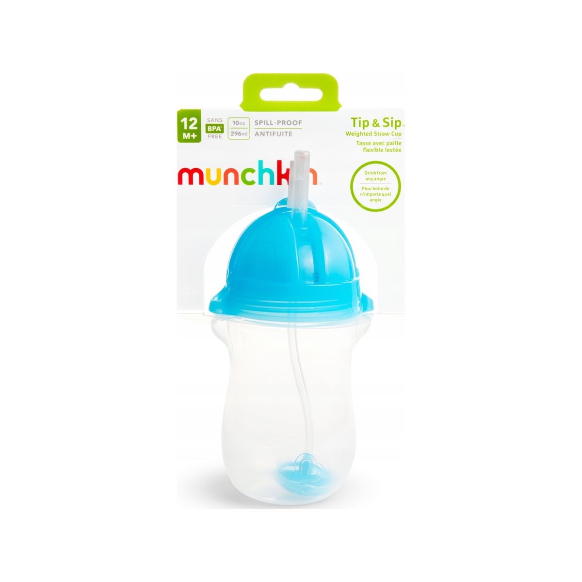 Munchkin Drikkedunk Med Sugerør Og Vægt, Blå, 12 Måneder+, 296 Ml, 01246101