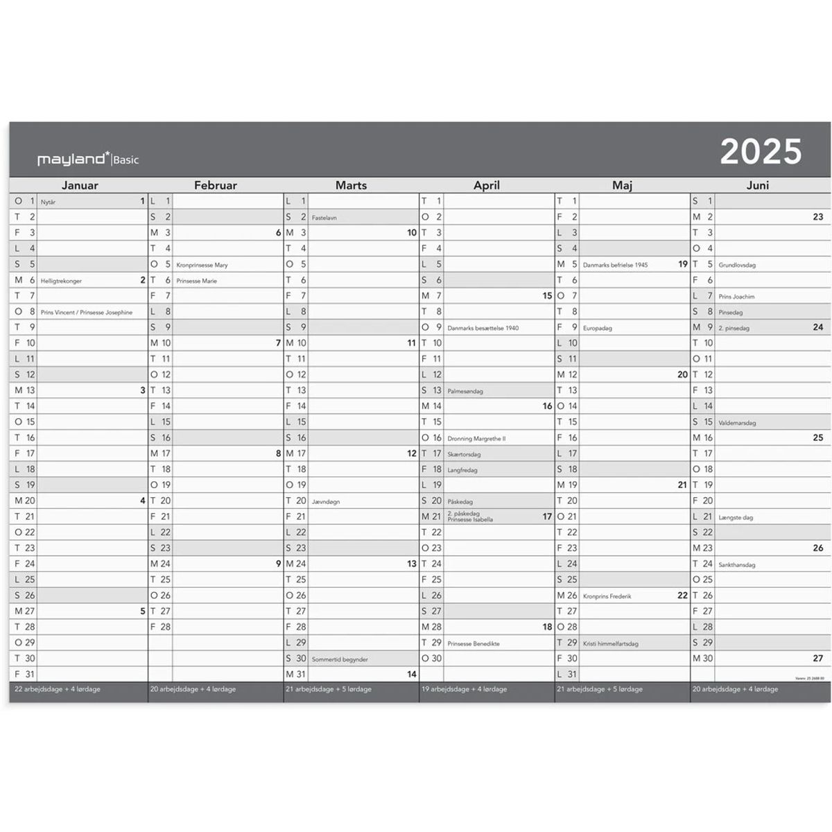 Mayland Kontorkalender basic 2025 a2