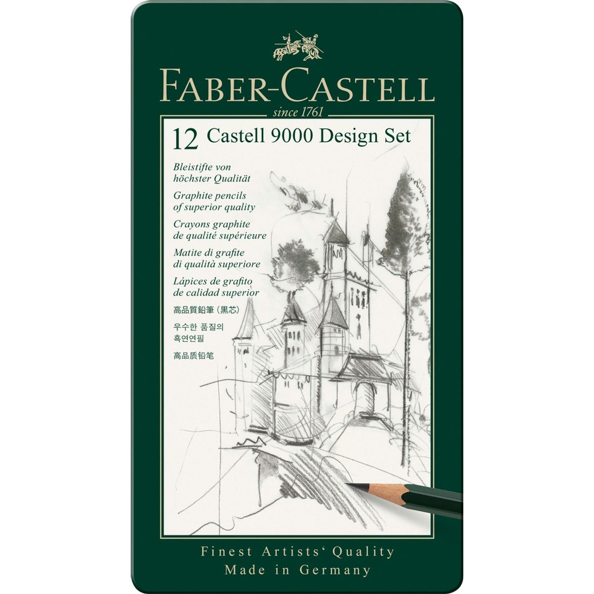 Blyant sæt pitt Faber-Castell 9000 5b-5h tin 12 ass