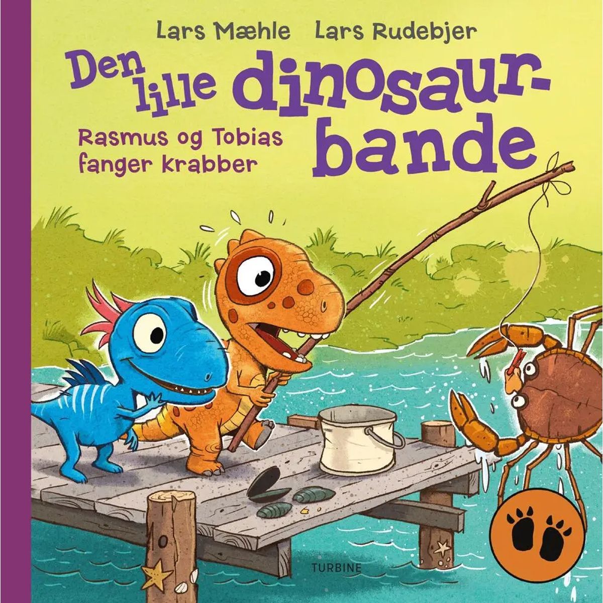 Den lille dinosaurbande Rasmus og Tobias fanger krabber