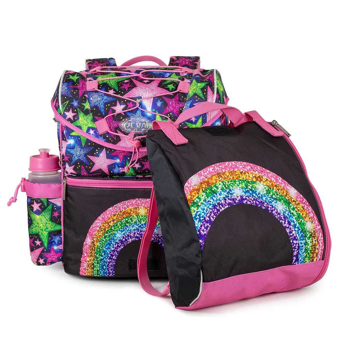 Jeva Intermediate Skoletaske Rainbow Glitter