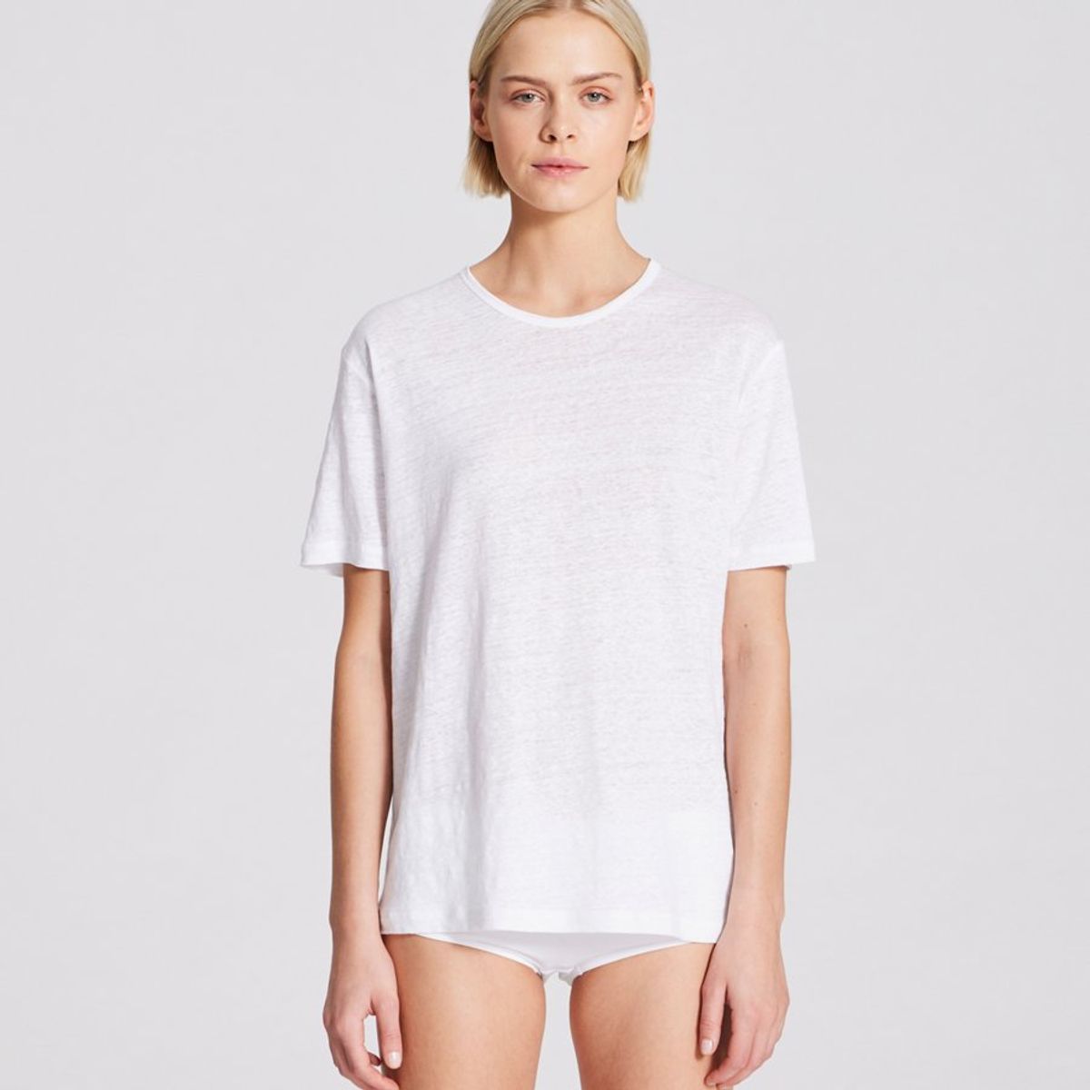 Nynne S/S Linen T-shirt white - XS