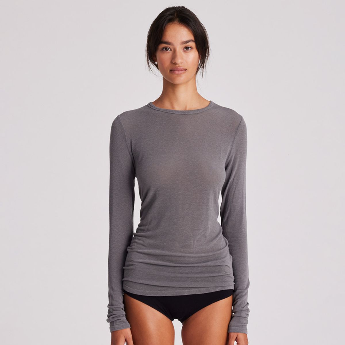 Thyra L/S Wool Top dark gull grey - S