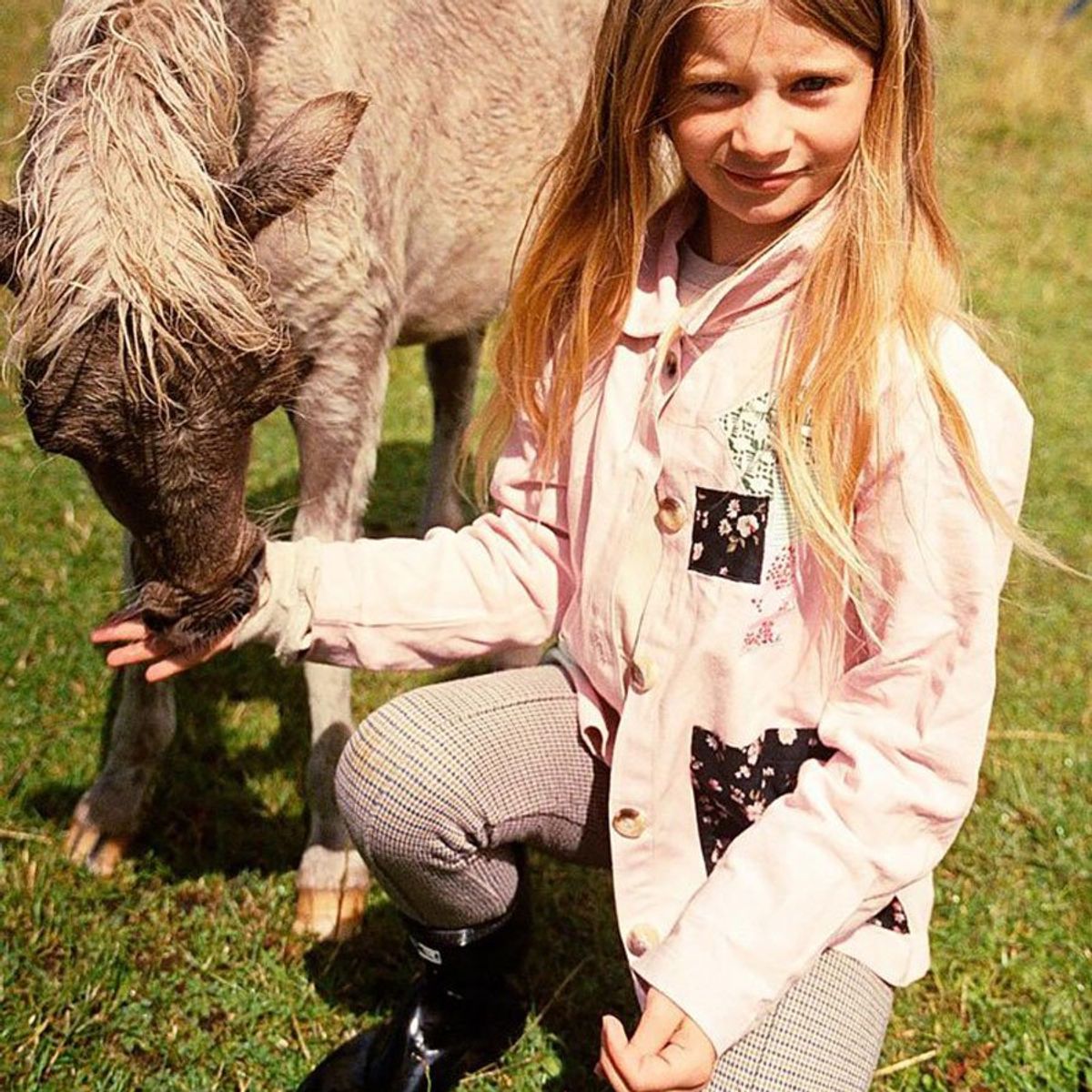 MY Mini Organic Cotton Jacket w. rose patches - 3-4 år