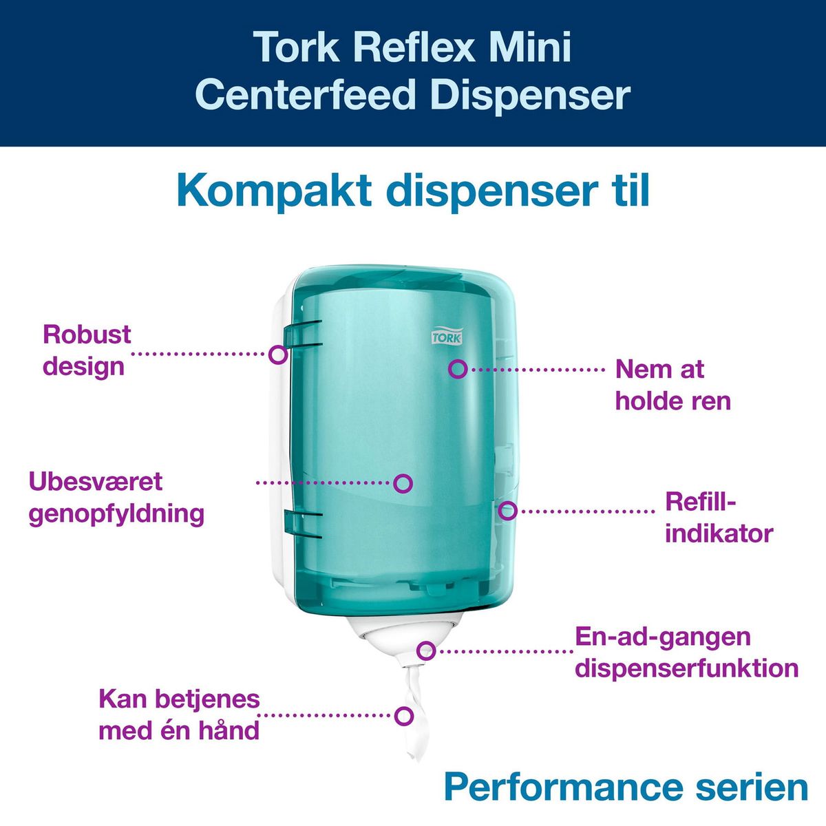 Tork 473167 Reflex Mini Centerfeed dispenser M3 turkis