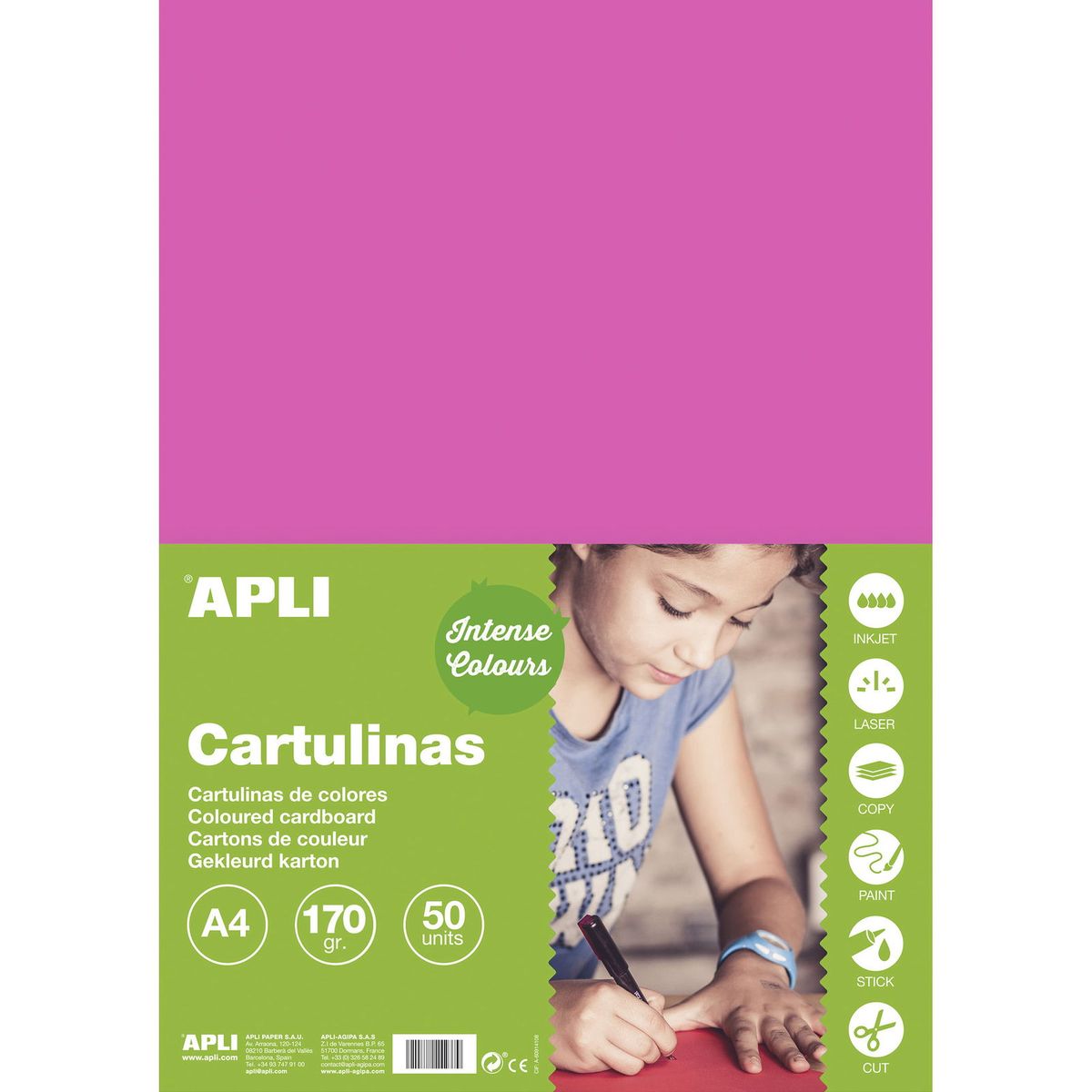 Apli karton A4 170g fuchsia 50ark