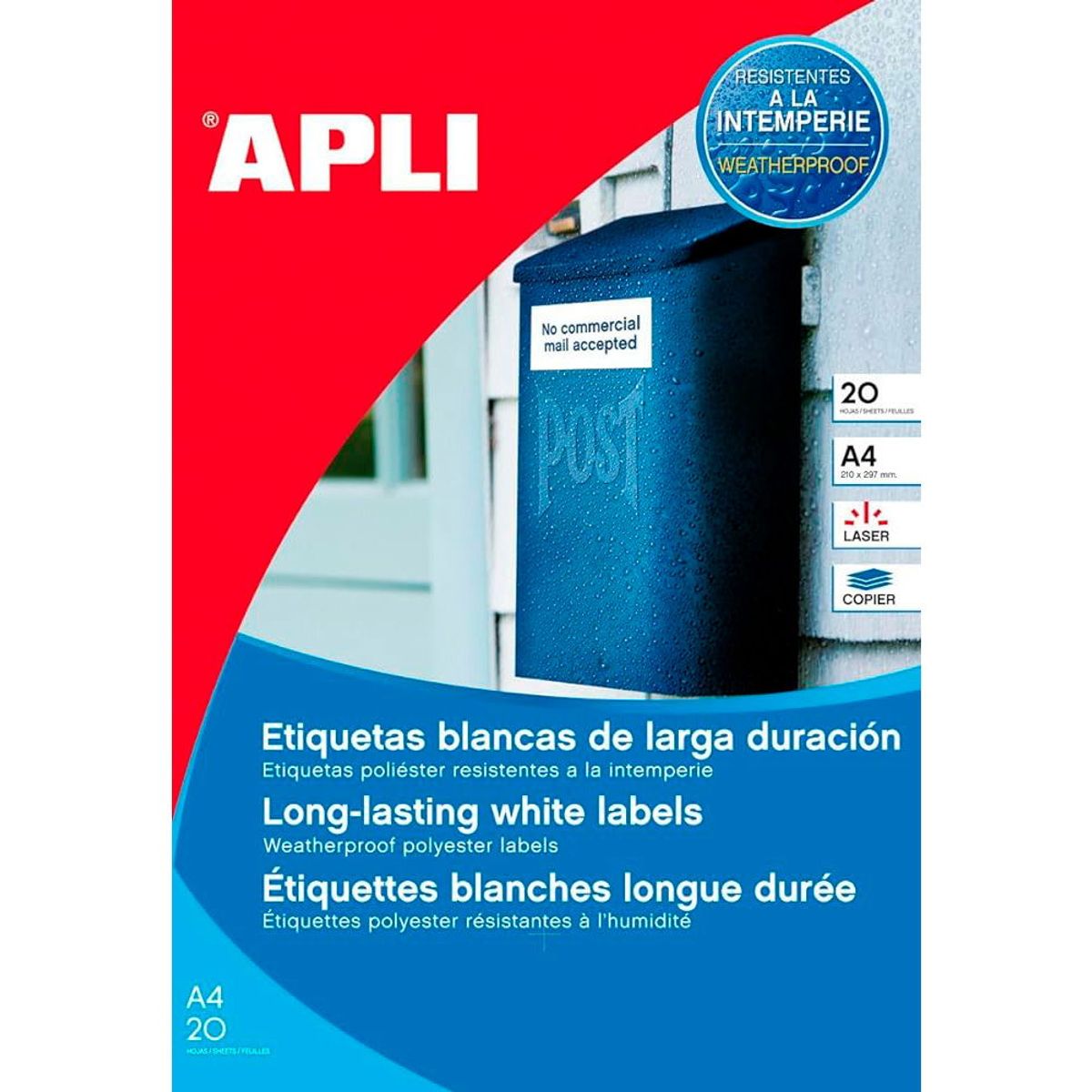 Apli polyester etiketter 210x297mm hvid