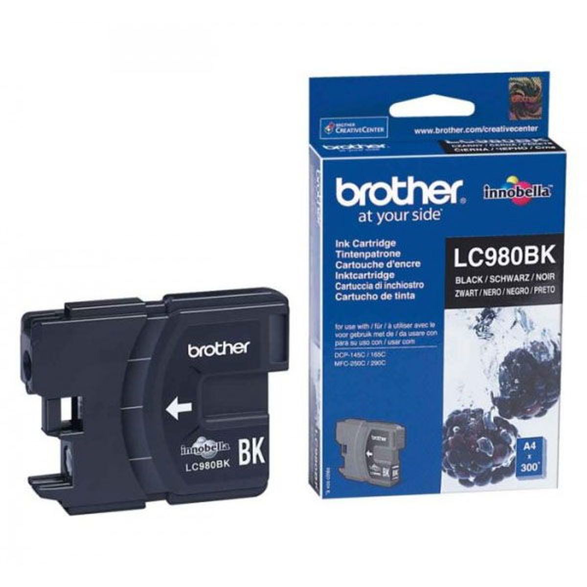 Brother LC980BK Sort Blækpatron, 300 sider