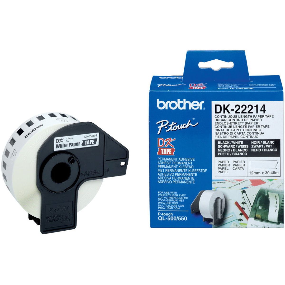 Brother etiketter 30.48 m DK22214, hvid