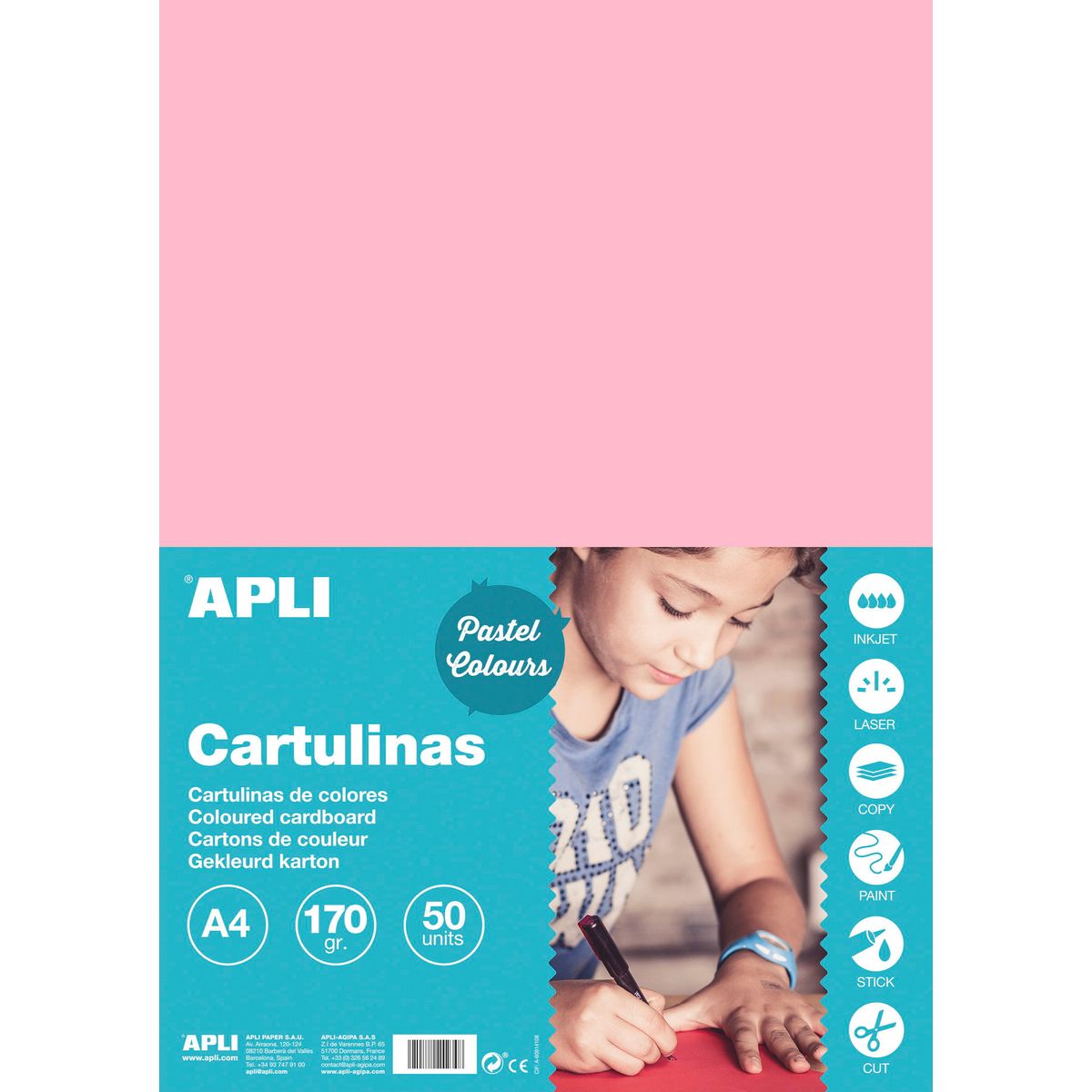 Apli karton A4 170g pink 50ark