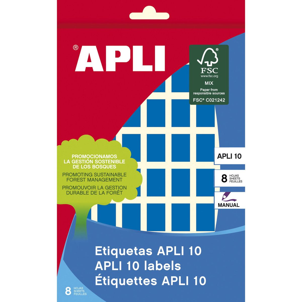 Apli farvede etiketter 18 mm x 12 mm bla