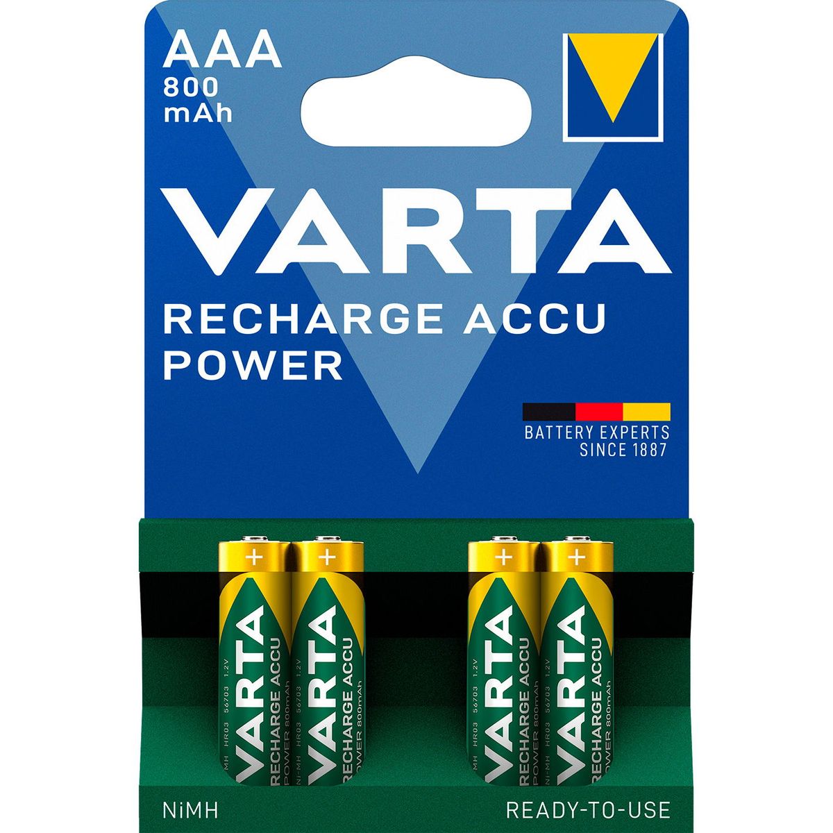 VARTA genopladelige AAA-batterier HR03 800 mAh 4 stk