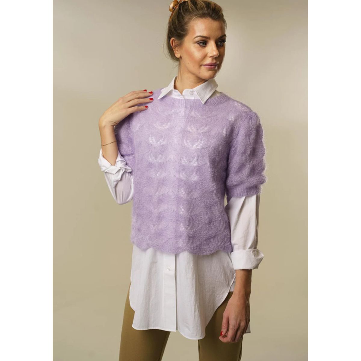 "Bluse med hulmønster" - Mayflower 1829 - S - XXXL - Super Kid Silk, fra Mayflower