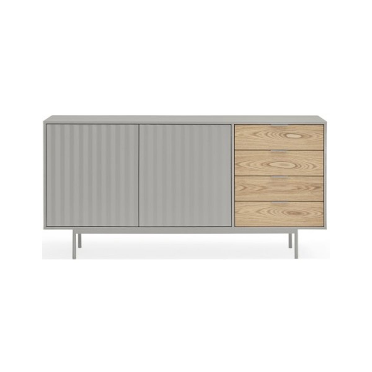 Sierra sideboard i metal og mdf finér B159 cm - Lysegrå/Eg