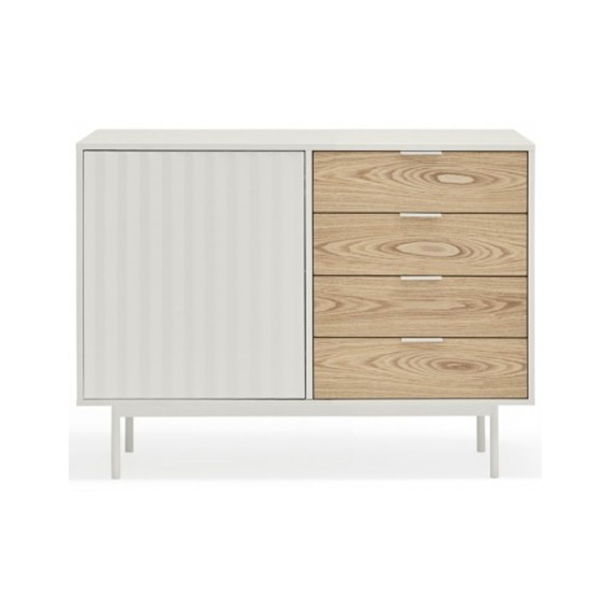 Sierra sideboard i metal og mdf finér B108 cm - Hvid/Eg