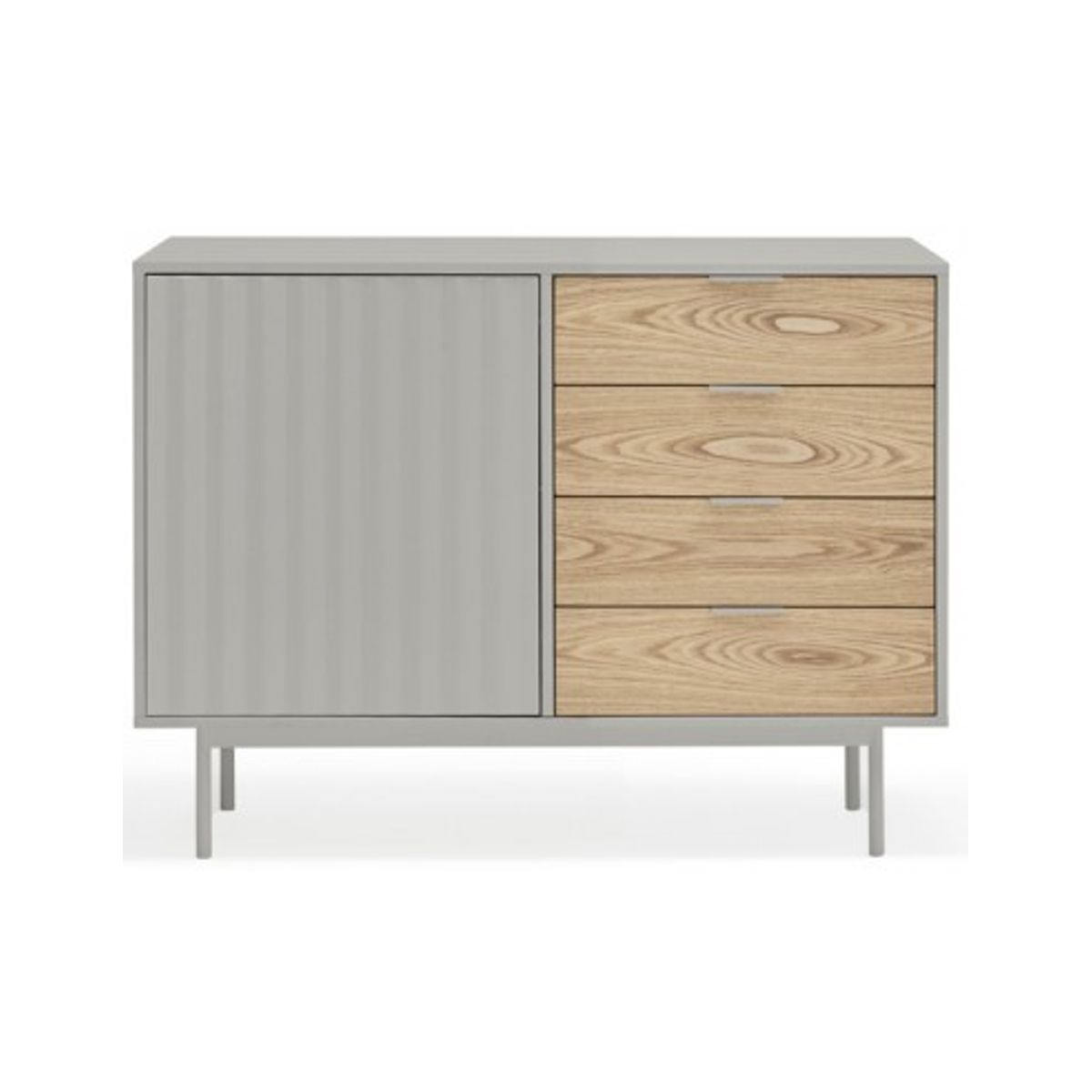 Sierra sideboard i metal og mdf finér B108 cm - Lysegrå/Eg