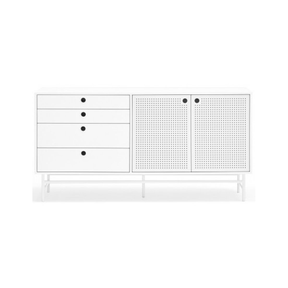 Punto sideboard i metal og mdf finér B150 cm - Hvid/Hvid