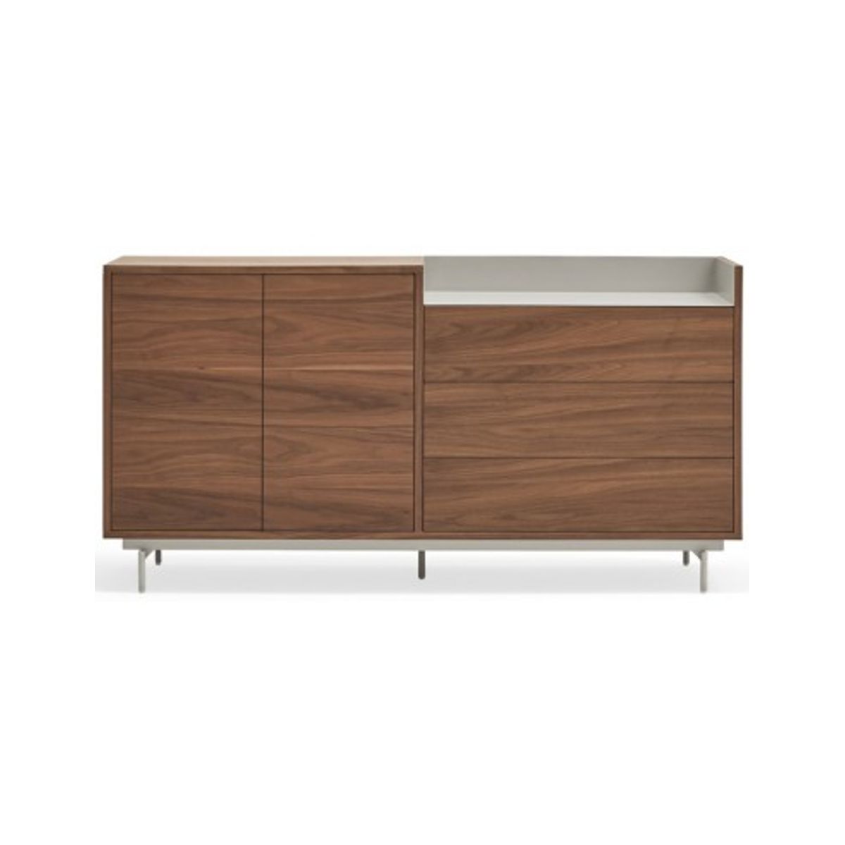 Valley sideboard i metal og mdf finér B150 cm - Lysegrå/Valnød