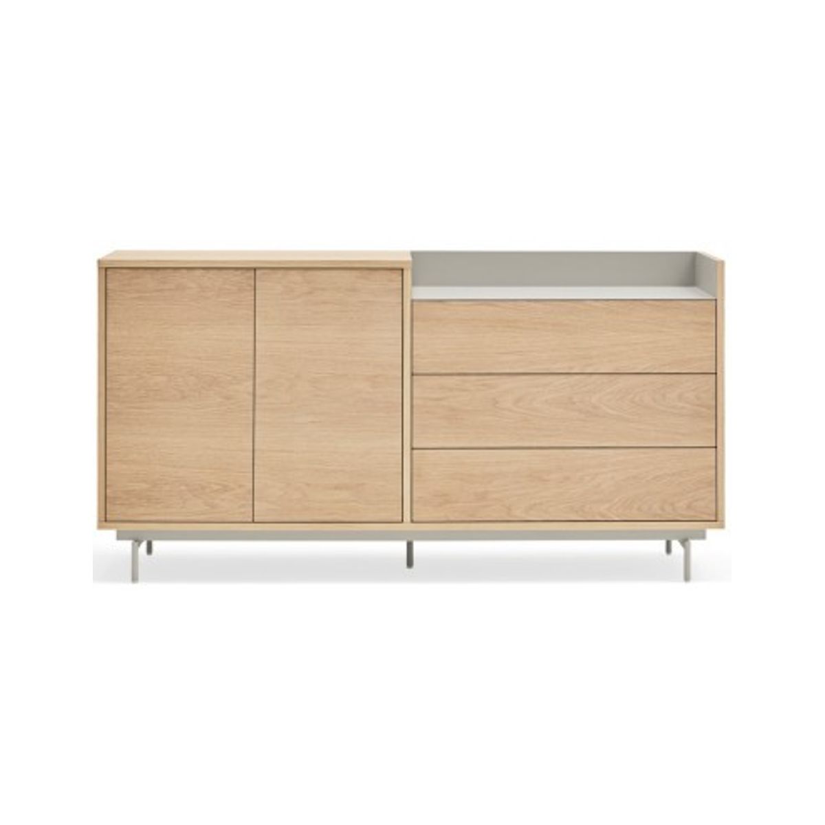 Valley sideboard i metal og mdf finér B150 cm - Lysegrå/Eg