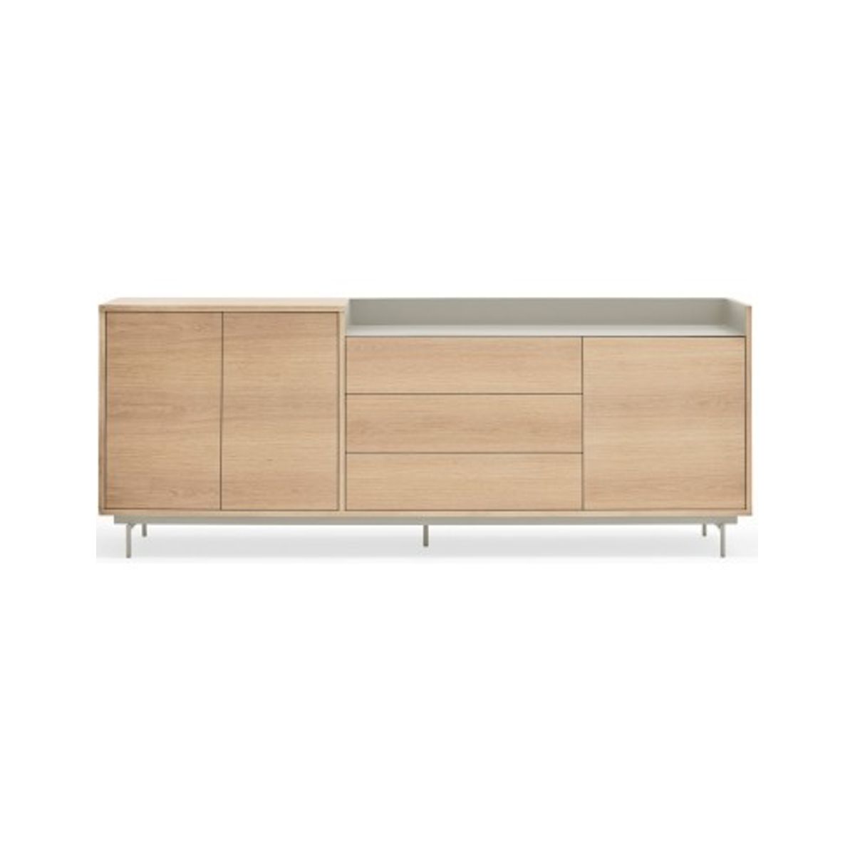 Valley sideboard i metal og mdf finér B200 cm - Lysegrå/Eg