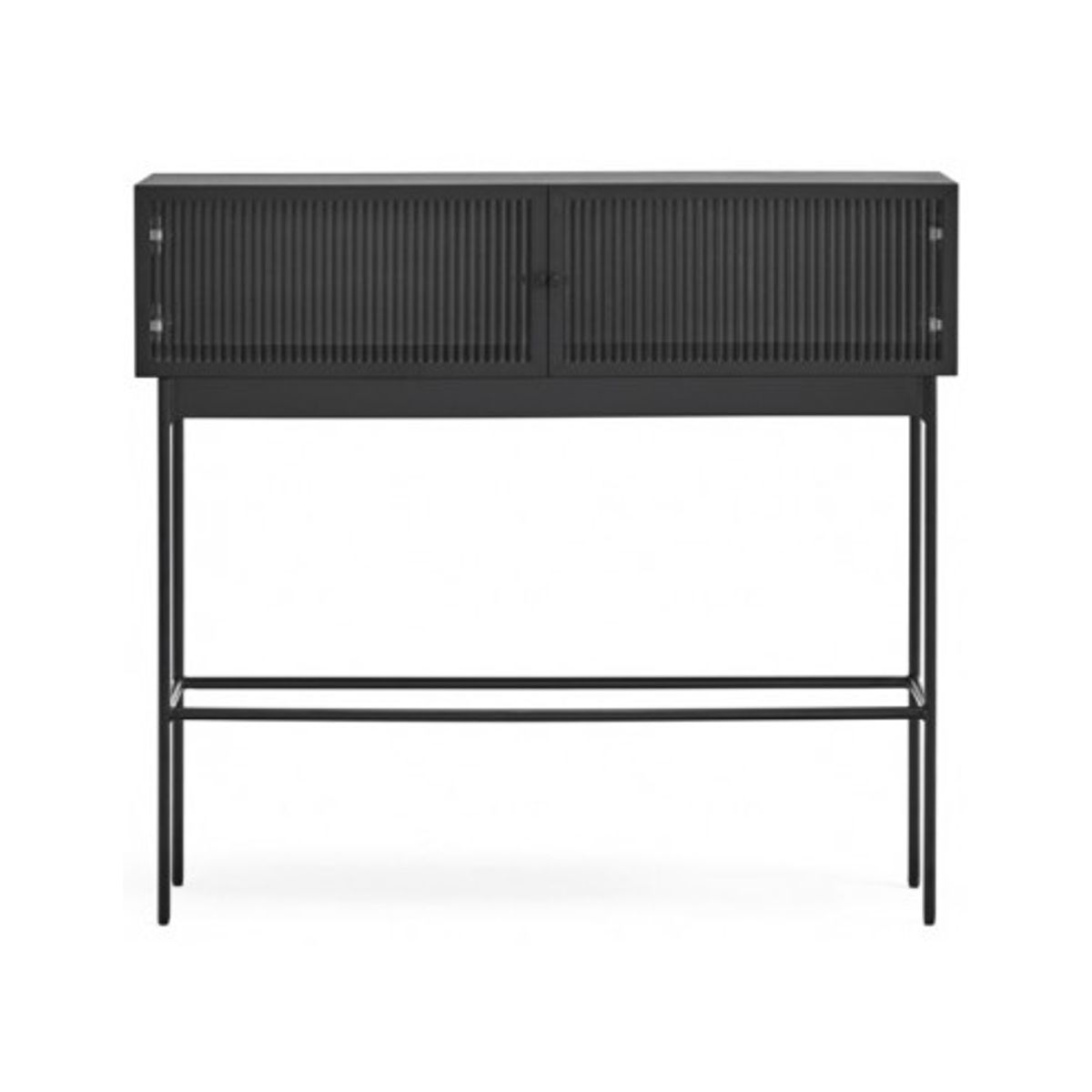 Blur konsolbord i metal og mdf finér B100 cm - Sort/Klar rillet