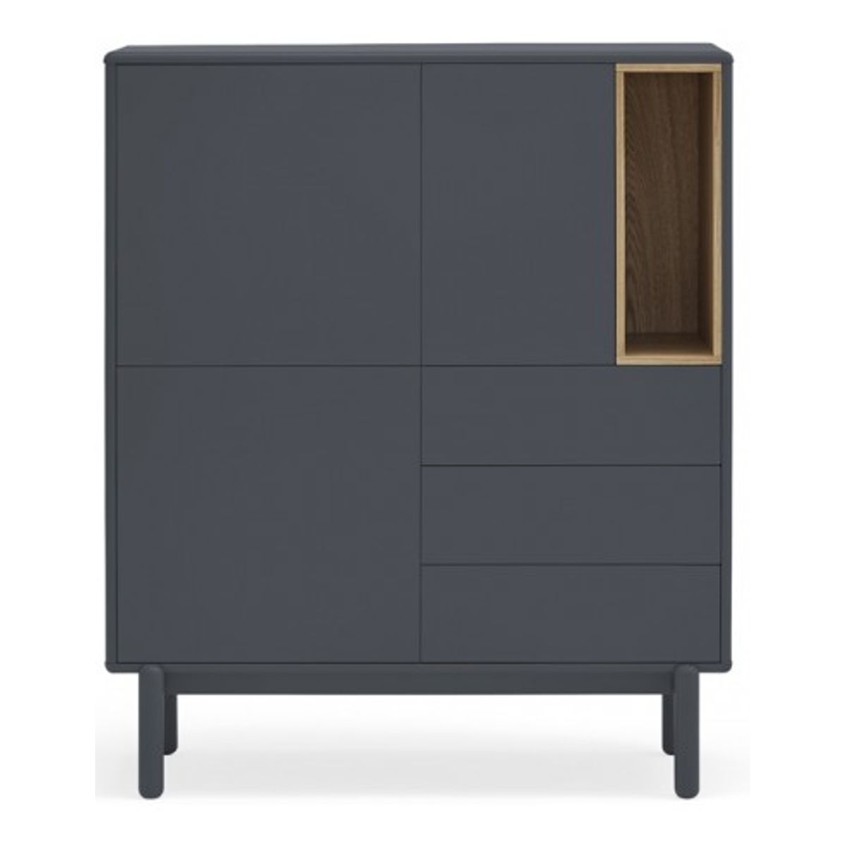 Corvo Highboard i massiv træ og mdf finér H120 cm - Antracit/Eg