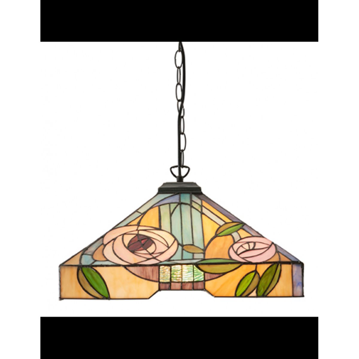 Tiffany Willow Loftlampe i stål og glas 42,5 x 42,5 cm 3 x E27 - Antik bronze/Multi