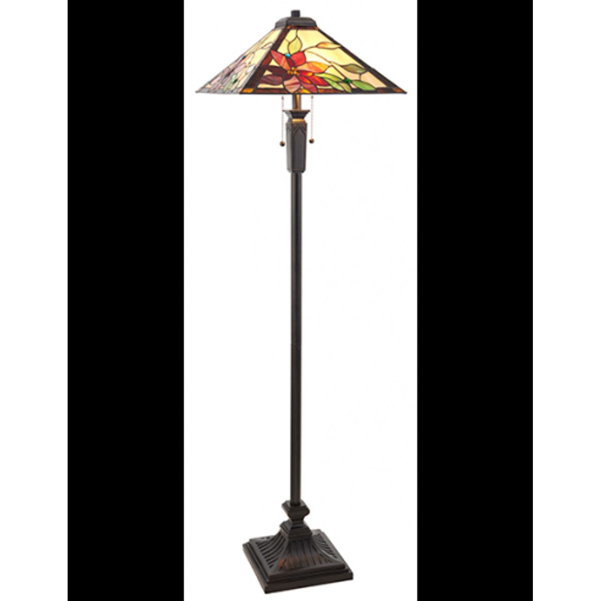 Tiffany Lelani Gulvlampe i polyresin og glas H158 cm 2 x E27 - Antik bronze/Multi