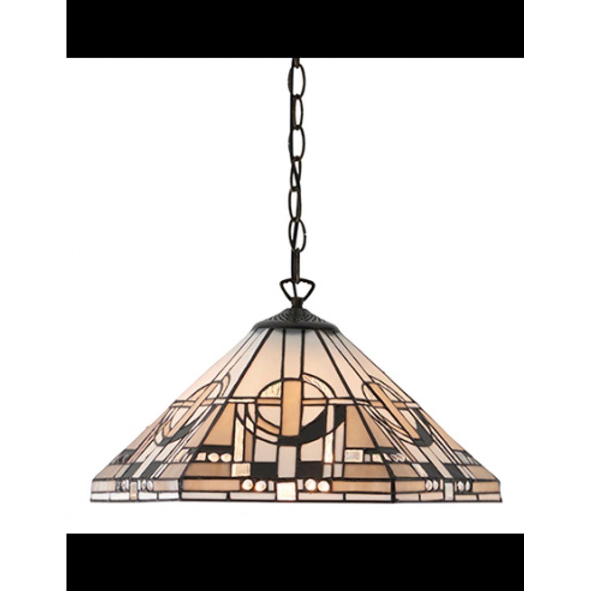 Tiffany Metropolitan Loftlampe i stål og glas Ø42 cm 1 x E27 - Antik bronze/Multi