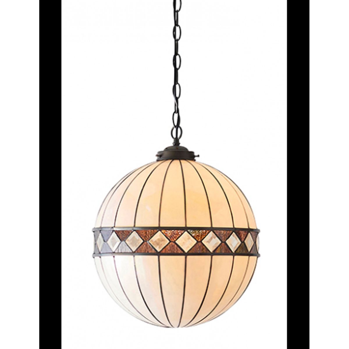 Tiffany Fargo Loftlampe i stål og glas Ø40 cm 1 x E27 - Antik bronze/Multi