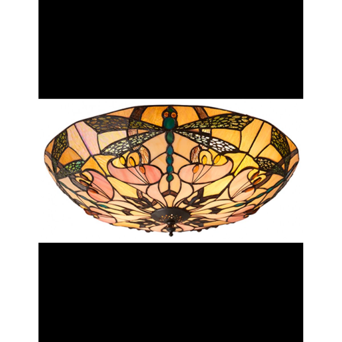 Tiffany Ashton Plafond i stål og glas Ø45 cm 2 x E27 - Antik bronze/Multi