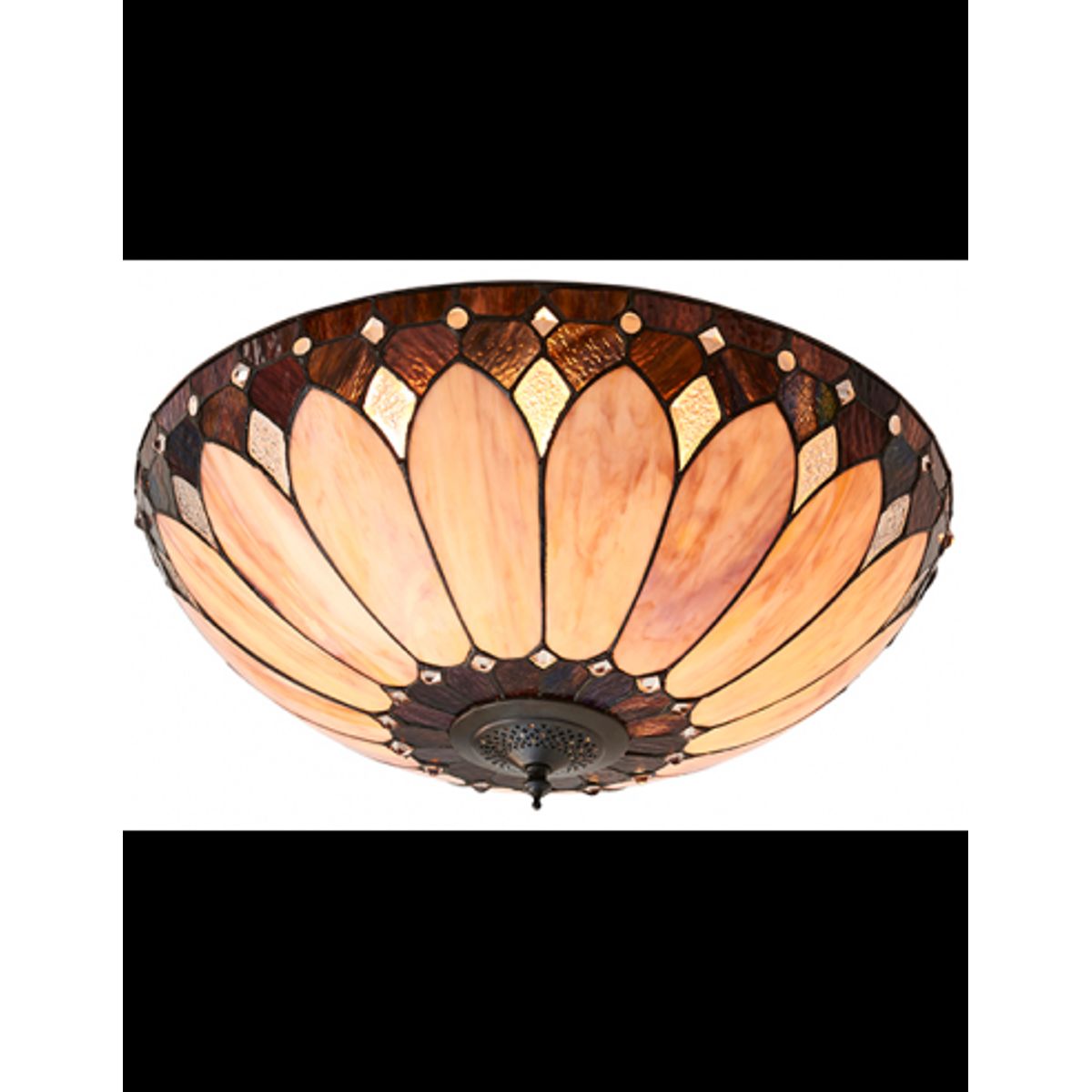 Tiffany Brooklyn Plafond i stål og glas Ø50 cm 2 x E27 - Antik bronze/Multi