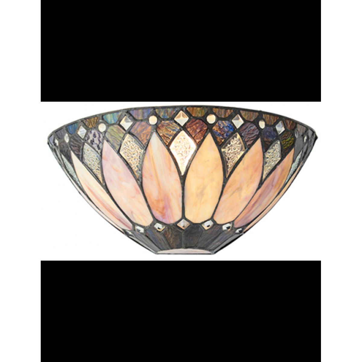 Tiffany Brooklyn Væglampe i stål og glas B33,5 cm 1 x E14 - Antik bronze/Multi