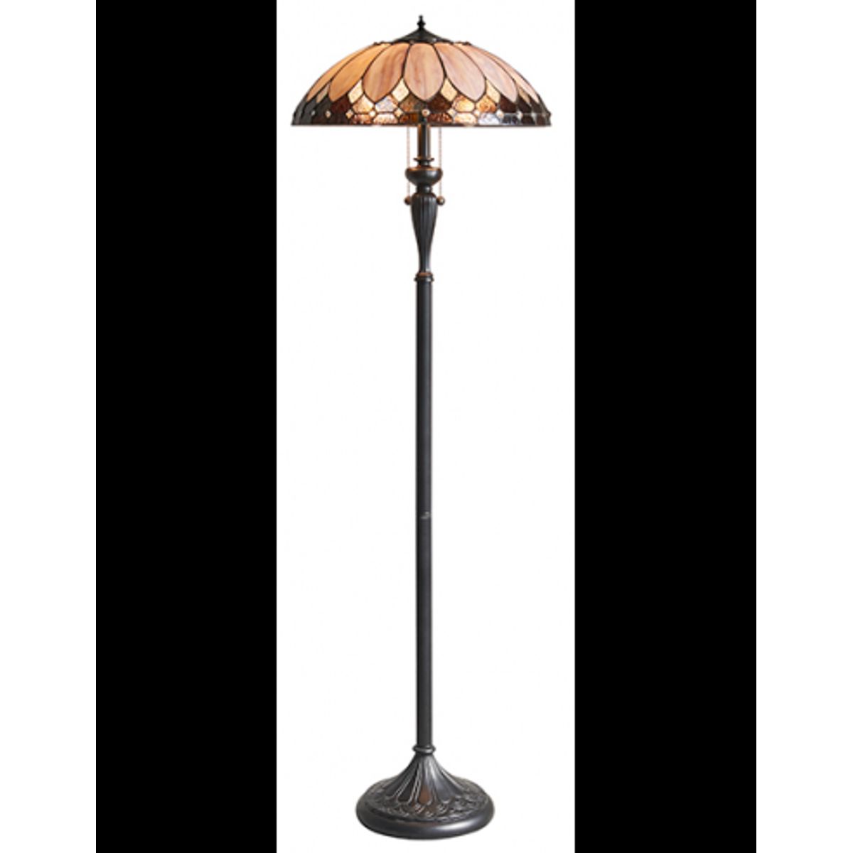 Tiffany Brooklyn Gulvlampe i polyresin og glas H156 cm 2 x E27 - Antik bronze/Multi